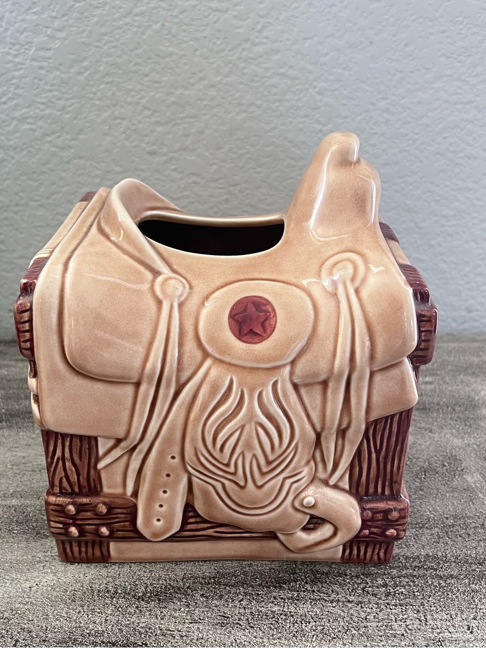 Vohann Western Wagon Wheel Cowboy Horse Saddle Tissue Box Cover